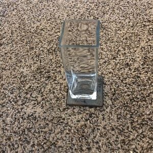 NWOT - Squared Vase - Clear-Wrought Iron Trivet